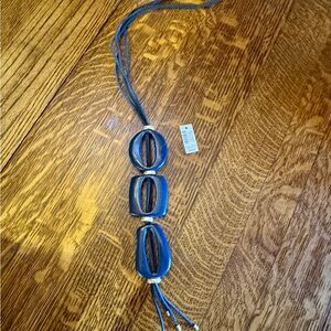 Chico’s Blue Geometric Pendant Necklace NEW
